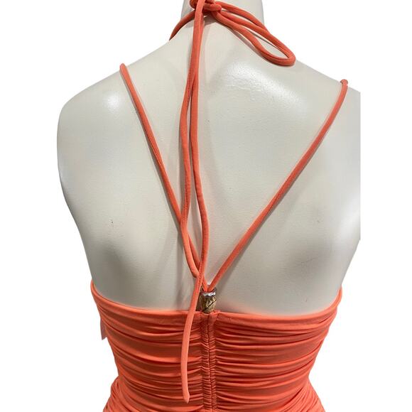 A.L.C. Allegra Ruched Beaded Midi Dress XS Sangria Orange - Picture 7 of 11